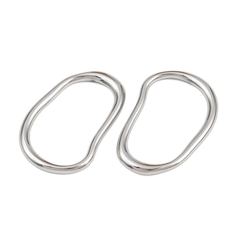 Wavy Rustfrit Stål – Wavy Oval, Sølvfarve (18x26,5mm, 2 stk) - Uniq Perler - 116187