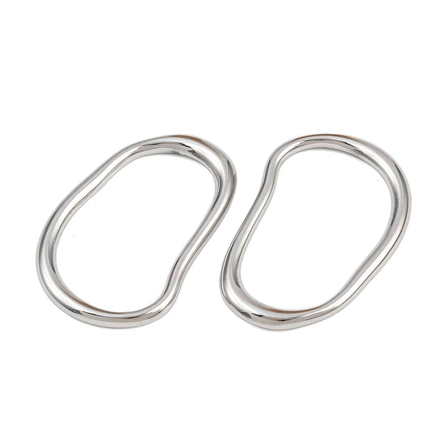 Wavy Rustfrit Stål – Wavy Oval, Sølvfarve (18x26,5mm, 2 stk) - Uniq Perler - 116187