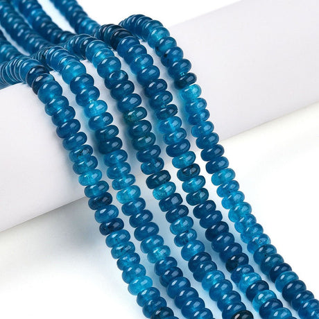 White Jade - Blå, Rondel (4.5x3mm) - Uniq Perler - 