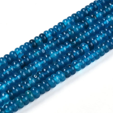 White Jade - Blå, Rondel (4.5x3mm) - Uniq Perler - 