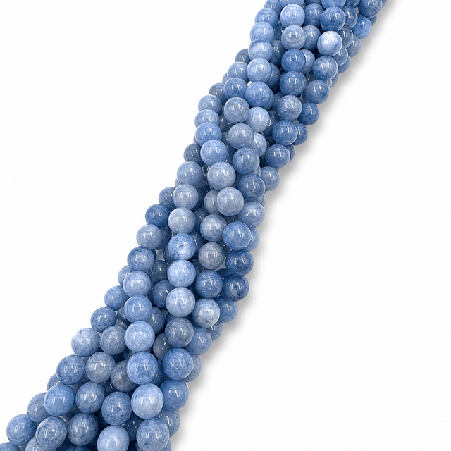 White Jade – Blå, Rund (8,5mm) - Uniq Perler - 115908