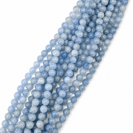 White Jade – Blå, Rund (8,5mm) - Uniq Perler - 115908