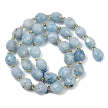 White Jade – Facetteret, Blå (9x10mm) - Uniq Perler - 116099