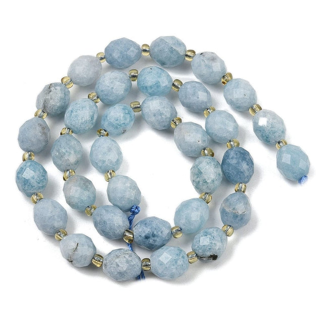 White Jade – Facetteret, Blå (9x10mm) - Uniq Perler - 116099