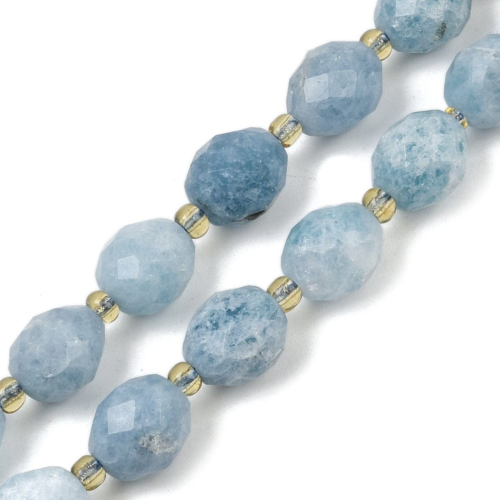 White Jade – Facetteret, Blå (9x10mm) - Uniq Perler - 116099