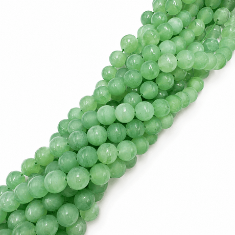 White Jade – Grøn, Runde, Frostet (10mm) - Uniq Perler - 115910