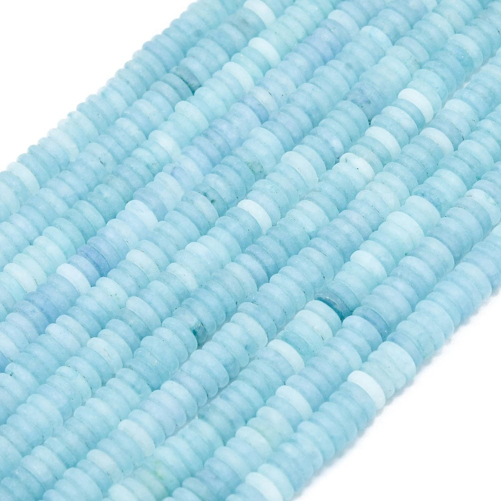 White Jade – Lys Blå, Rondel (6x2mm) - Uniq Perler - 115238