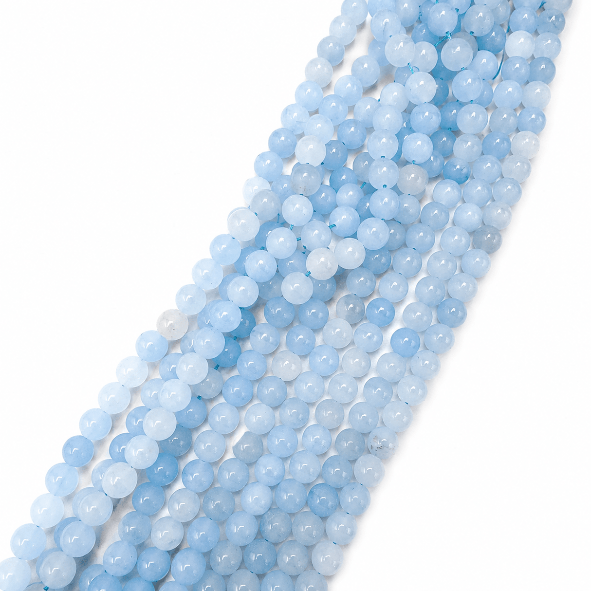 White Jade – Lys Blå, Runde, Frostet (10mm) - Uniq Perler - 115911