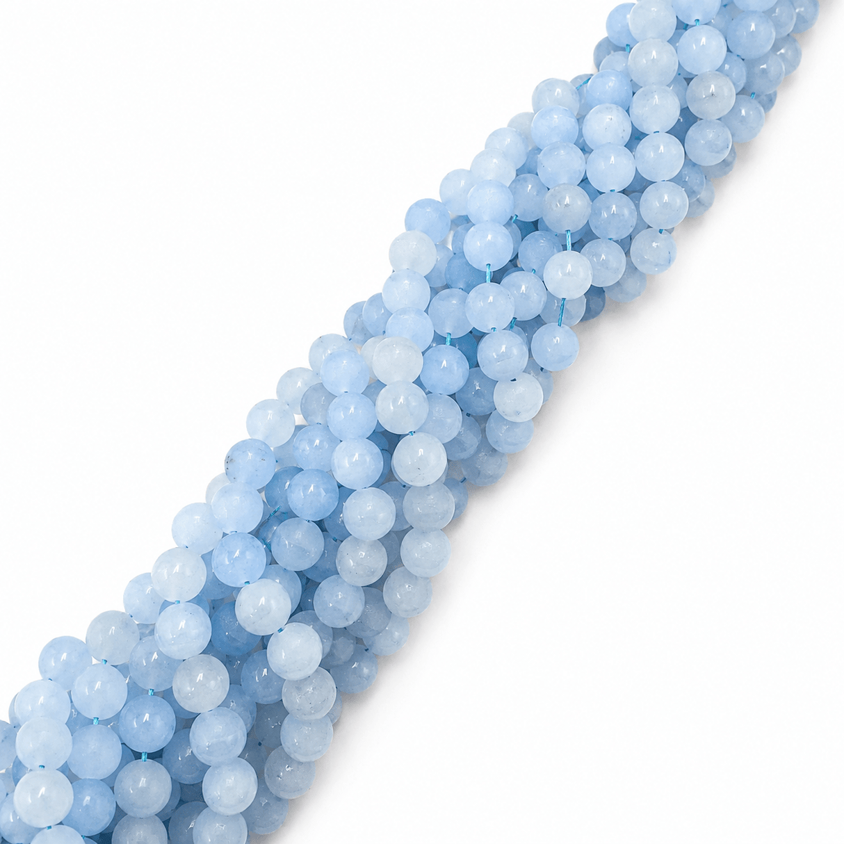 White Jade – Lys Blå, Runde, Frostet (10mm) - Uniq Perler - 115911