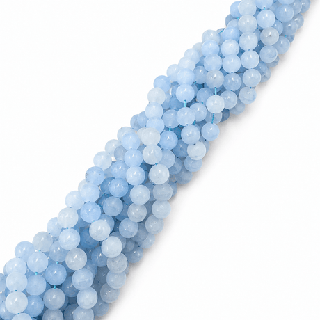 White Jade – Lys Blå, Runde, Frostet (10mm) - Uniq Perler - 115911