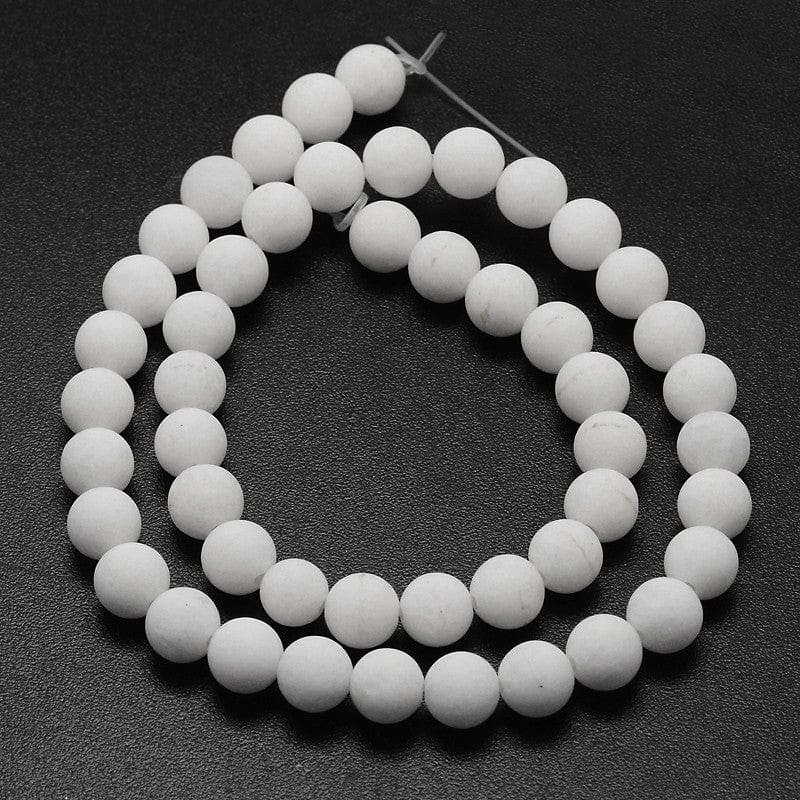 White Jade Perler, 10mm, frostet - Uniq Perler - 399842