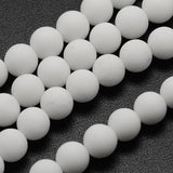 White Jade Perler, 10mm, frostet - Uniq Perler - 399842