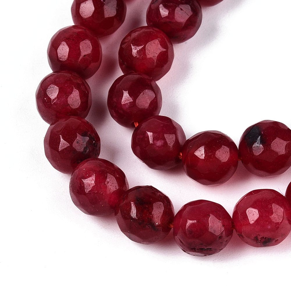 White Jade Perler – Facetteret, Rund, Rød (8mm) - Uniq Perler - 