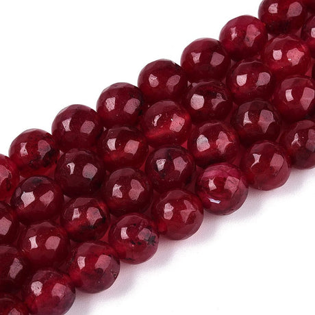 White Jade Perler – Facetteret, Rund, Rød (8mm) - Uniq Perler - 