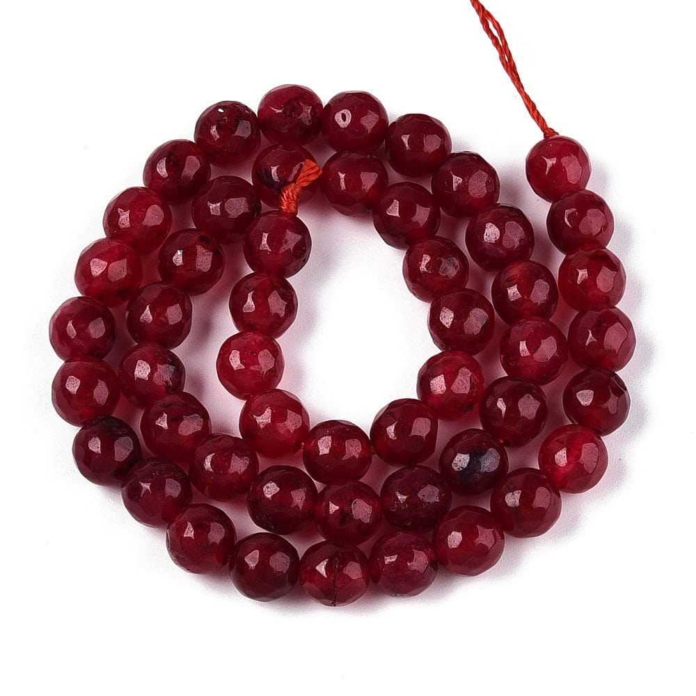 White Jade Perler – Facetteret, Rund, Rød (8mm) - Uniq Perler - 