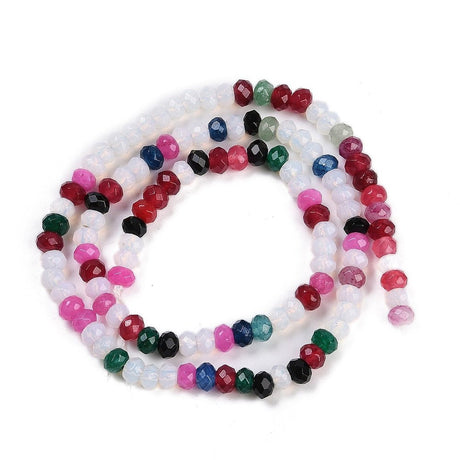 White Jade Perler – Farve Mix, Facetteret Rondel (4x3mm) - Uniq Perler - 121106