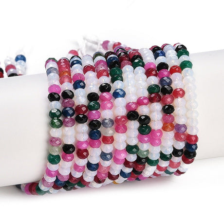 White Jade Perler – Farve Mix, Facetteret Rondel (4x3mm) - Uniq Perler - 121106