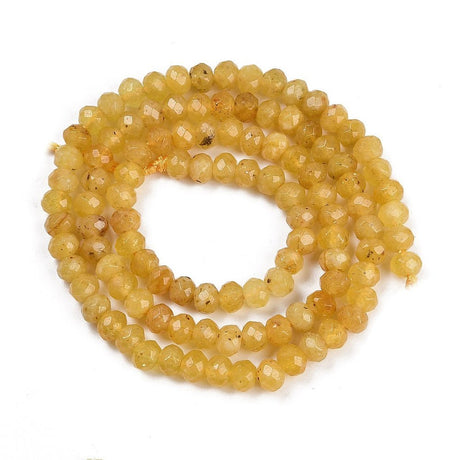 White Jade Perler – Gul, Facetteret Rondel (4x3mm) - Uniq Perler - 121105