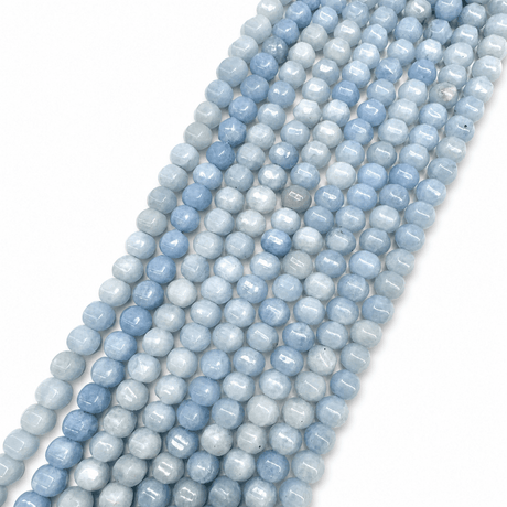 White Jade Perler – Lyseblå, Facet Rund (11~12mm) - Uniq Perler - 121220