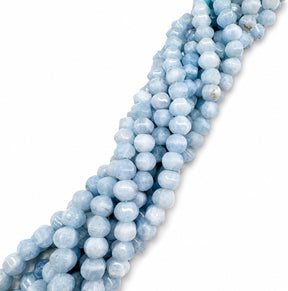 White Jade Perler – Lyseblå, Facet Rund (11~12mm) - Uniq Perler - 121220