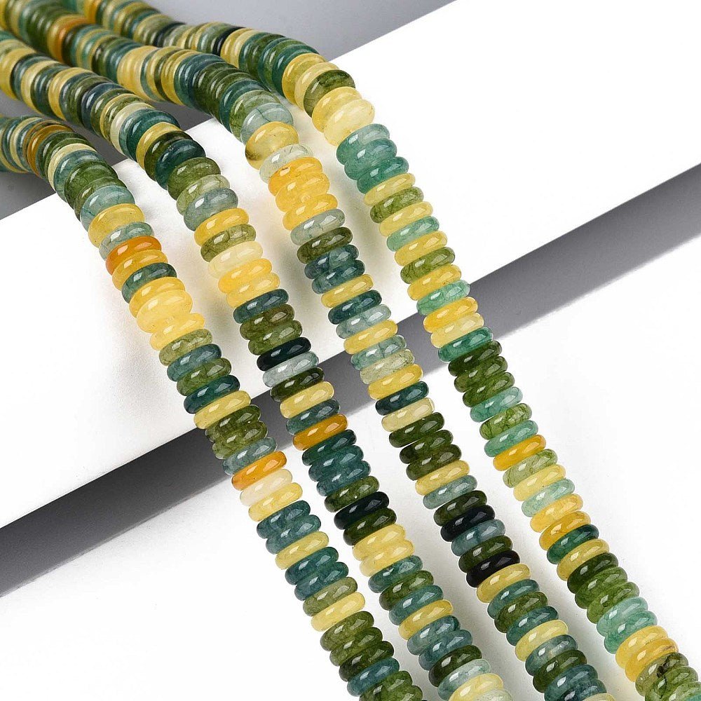 White Jade Perler – Mørk Olivengrøn, Rondel (6x2~3mm) - Uniq Perler - 122404
