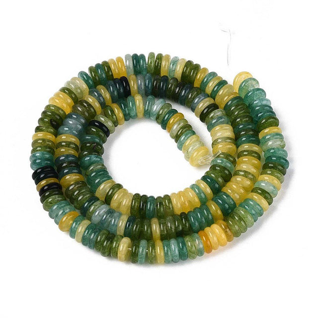 White Jade Perler – Mørk Olivengrøn, Rondel (6x2~3mm) - Uniq Perler - 122404