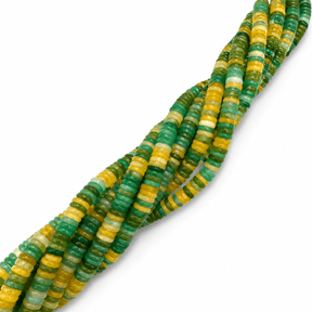White Jade Perler – Mørk Olivengrøn, Rondel (6x2~3mm) - Uniq Perler - 122404