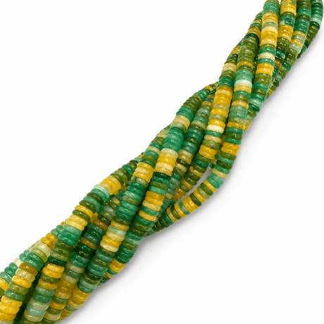 White Jade Perler – Mørk Olivengrøn, Rondel (6x2~3mm) - Uniq Perler - 122404