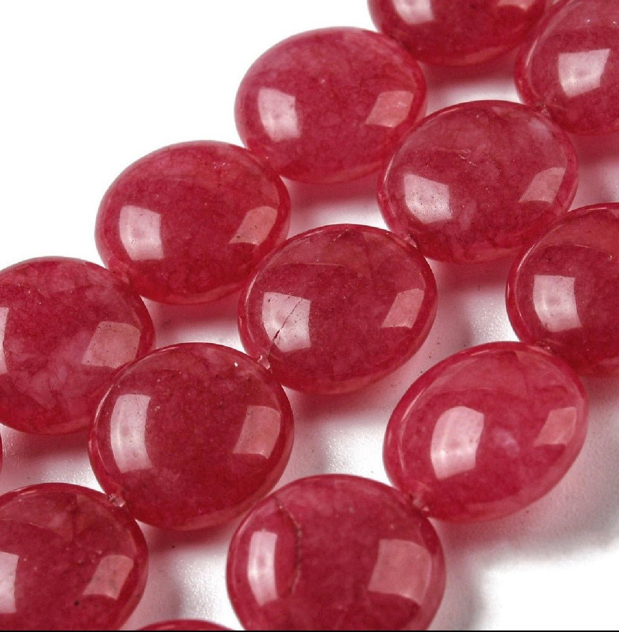 White Jade Perler – Rød, Coin (10x5mm) - Uniq Perler - 123681