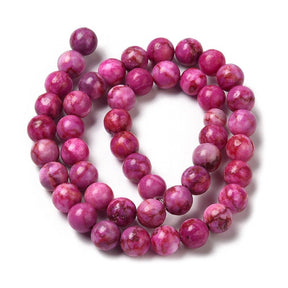 White Jade Beads – Round, Pink (8.5mm) - Uniq Perler - 