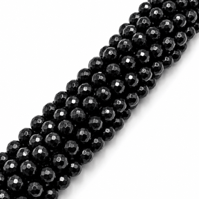 White Jade Perler – Sort, Facetterede Runde (10mm) - Uniq Perler - 124497