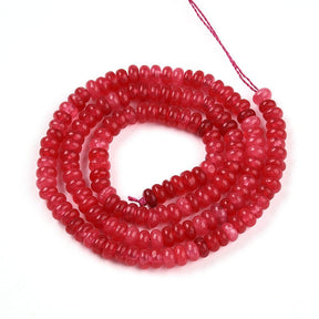 White Jade - Röd, Rondell (4.5x3mm) - Uniq Perler - 