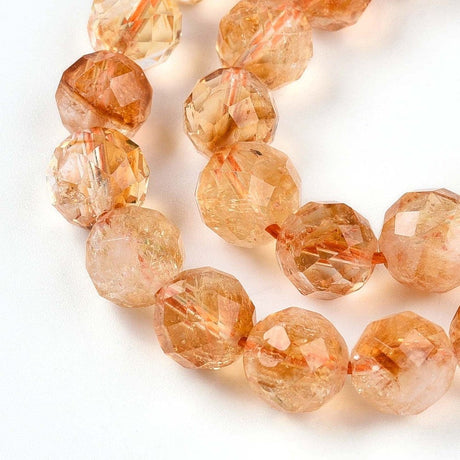 Yellow Kvarts - Facetteret runde (7 - 8mm) - Uniq Perler - 115760