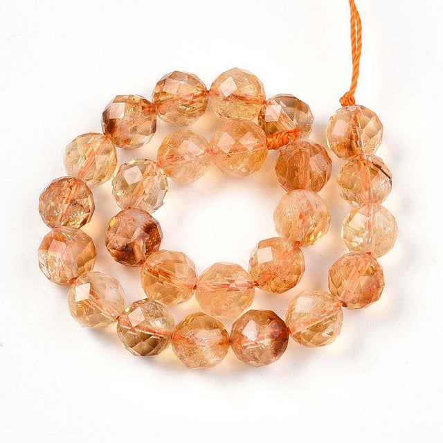 Yellow Kvarts - Facetteret runde (7 - 8mm) - Uniq Perler - 115760