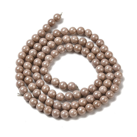 Zirkonia Imiteret Perler – Runde, Brun (4mm) - Uniq Perler - 