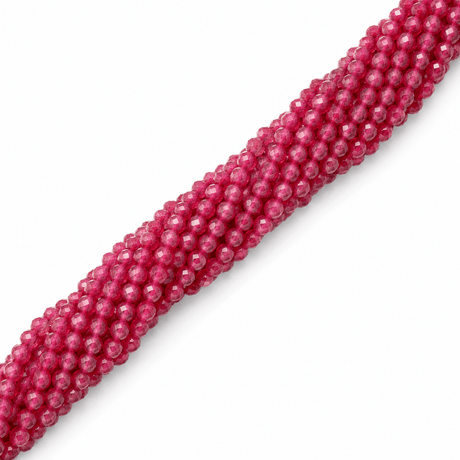 Zirkonia Perler – Cerise, Facetterede Runde (4mm) - Uniq Perler - 124403