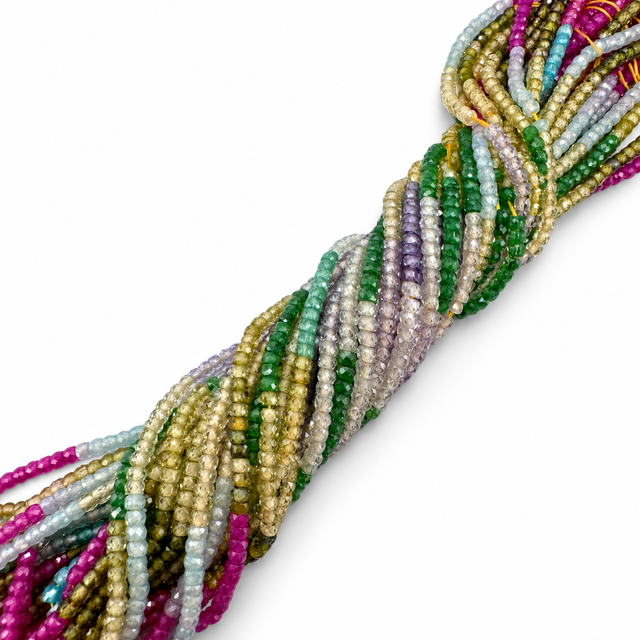 Zirkonia Perler – Farve Mix, Facetterede Rondel (3,5x2,5mm) - Uniq Perler - 124275