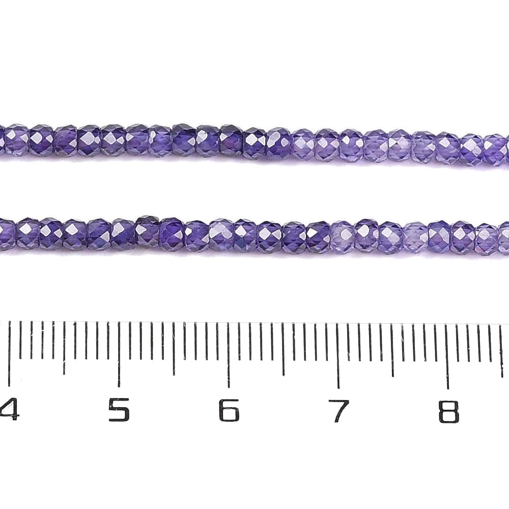 Zirkonia Perler – Flerfarvet Lilla, Facetteret (3x2mm) - Uniq Perler - 574159