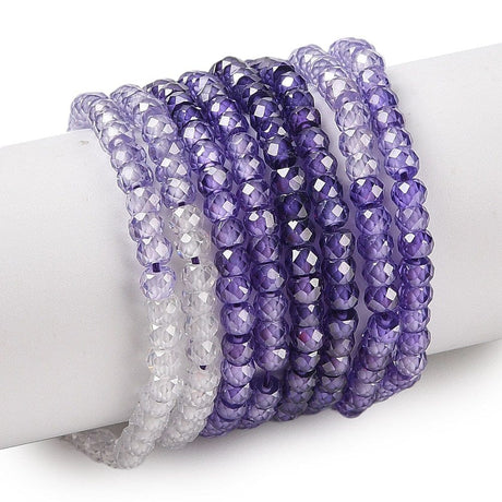 Zirkonia Perler – Flerfarvet Lilla, Facetteret (3x2mm) - Uniq Perler - 574159