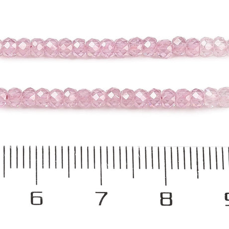 Zirkonia Perler – Flerfarvet Rosa, Facetteret (3x2mm) - Uniq Perler - 104515