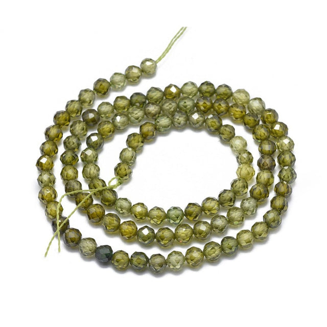 Zirkonia Perler – Grøn, Facetteret (4mm) - Uniq Perler - 113645