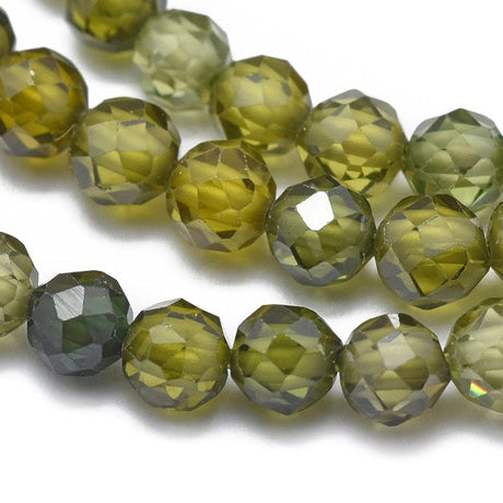 Zirkonia Perler – Grøn, Facetteret (4mm) - Uniq Perler - 113645