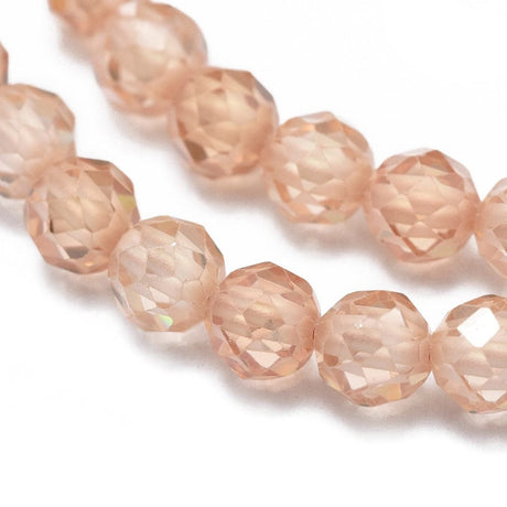 Zirkonia Perler – Gylden/Fersken, Facetteret (4mm) - Uniq Perler - 113646