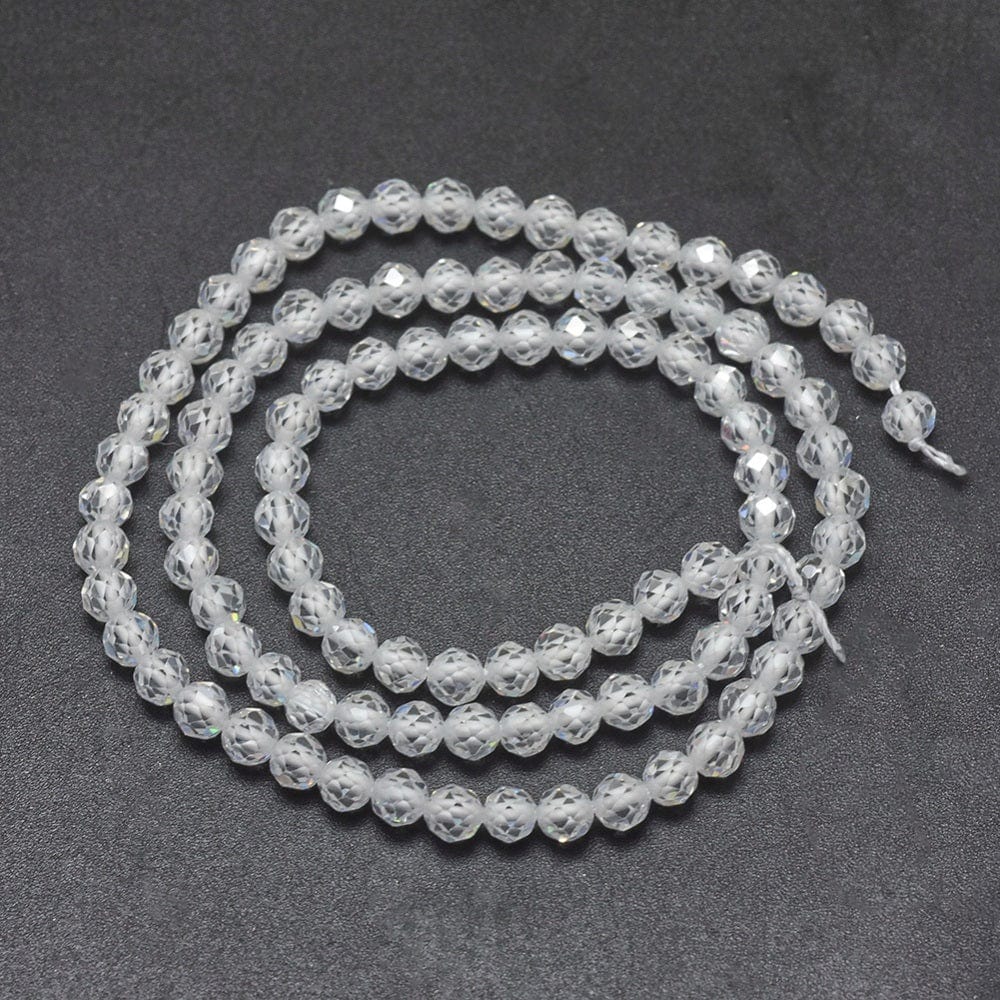 Zirkonia Perler – Klar, Facetteret (4mm) - Uniq Perler - 113647