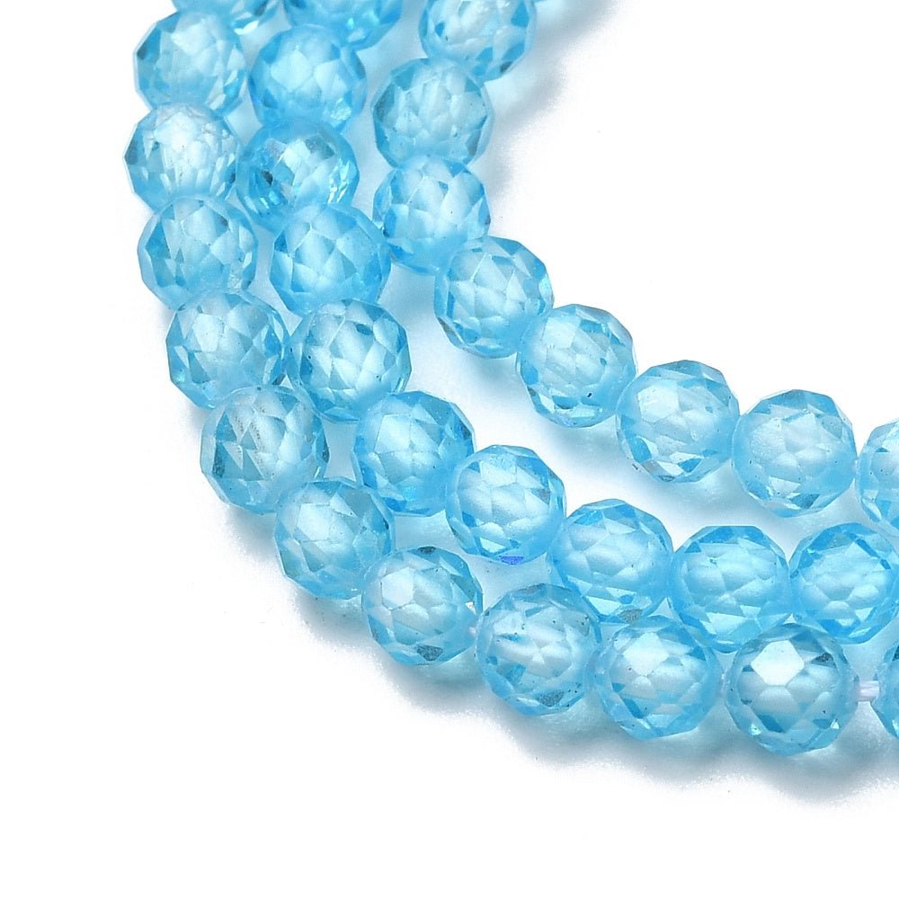 Zirkonia Perler – Lyseblå, Facetterede, Runde (4mm) - Uniq Perler - 125920
