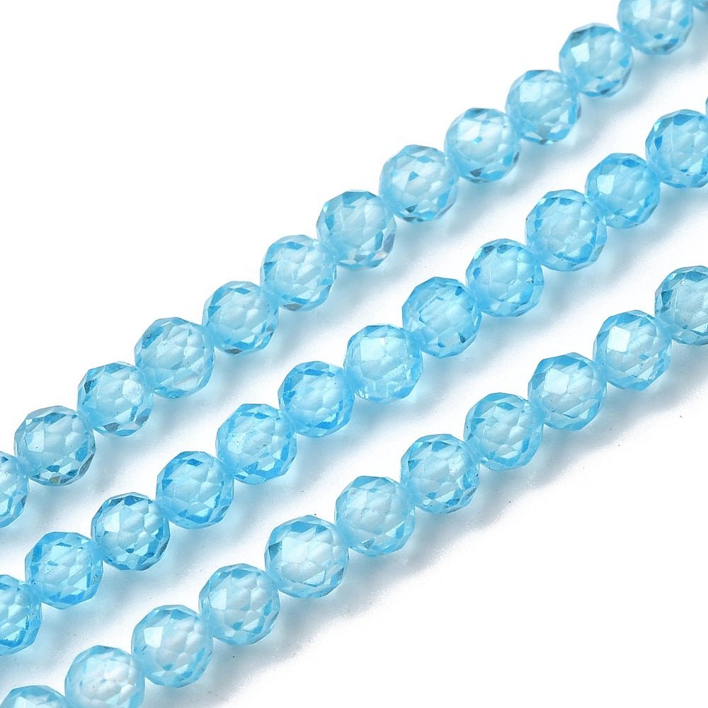Zirkonia Perler – Lyseblå, Facetterede, Runde (4mm) - Uniq Perler - 125920