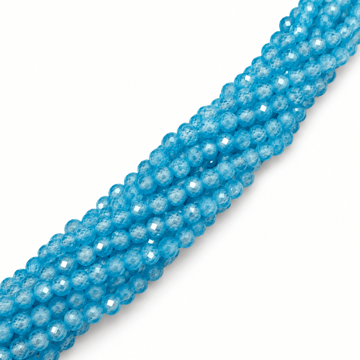 Zirkonia Perler – Lyseblå, Facetterede, Runde (4mm) - Uniq Perler - 125920