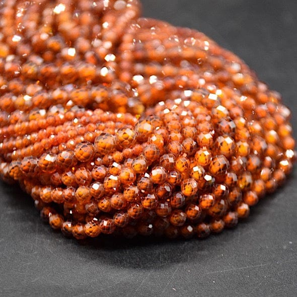 Zirkonia Perler – Orange, Facetteret (3mm) - Uniq Perler - 052274