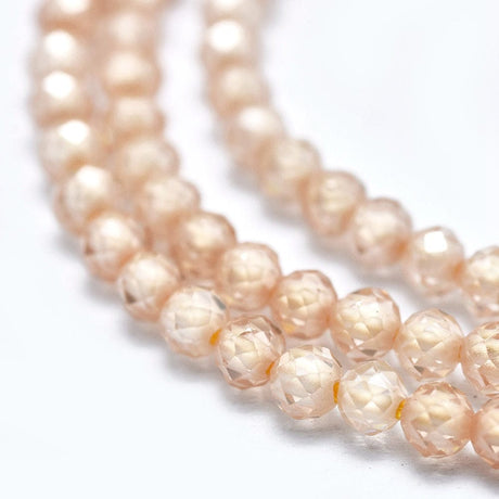 Zirkonia Perler – Peach, Facetteret (2mm) - Uniq Perler - 111661