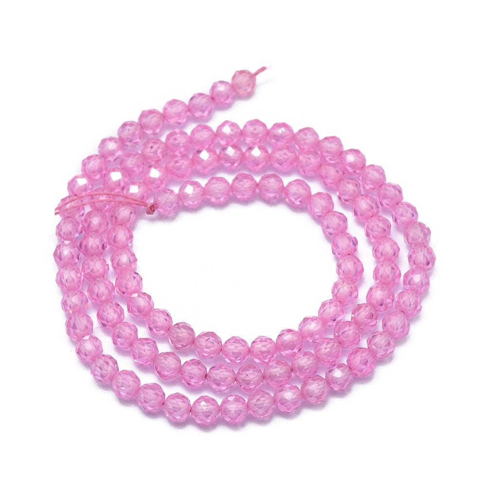 Zirkonia Perler – Pink, Facetteret (4mm) - Uniq Perler - 466848